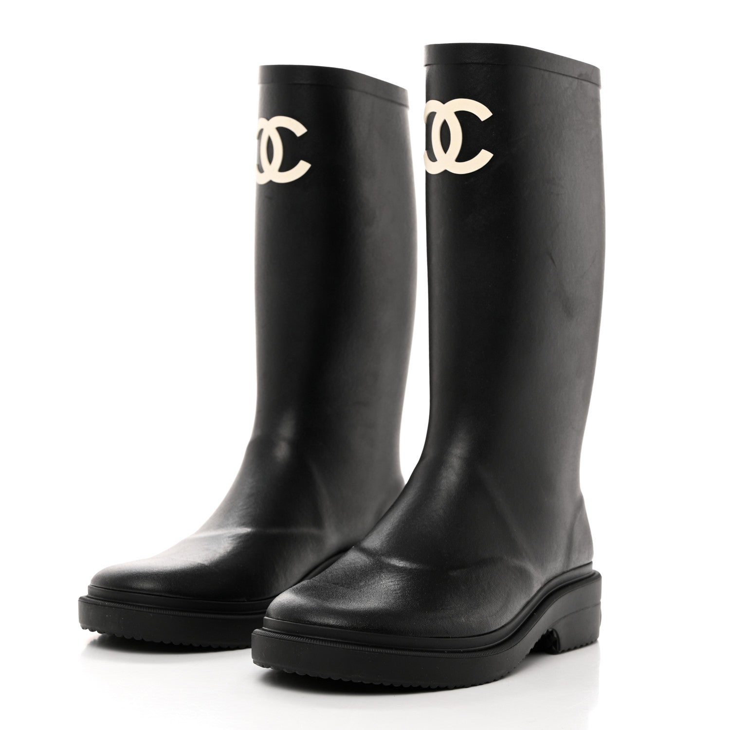 Chanel Caoutchouk CC High Boots 36 Black 3 of 8