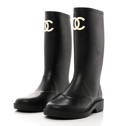 Chanel Caoutchouk CC High Boots 36 Black 3 of 8