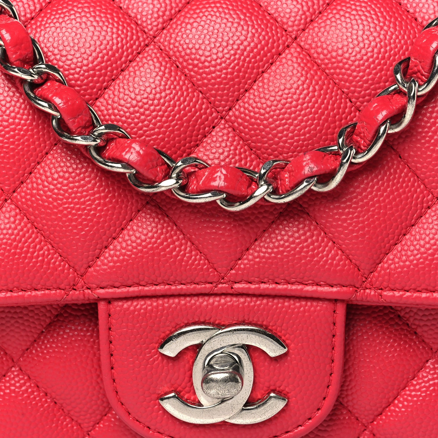 Chanel Caviar Quilted Mini Rectangular Flap Red 8 of 10