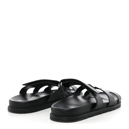 Hermes Calfskin Womens Chypre Sandals 38 Black 4 of 12