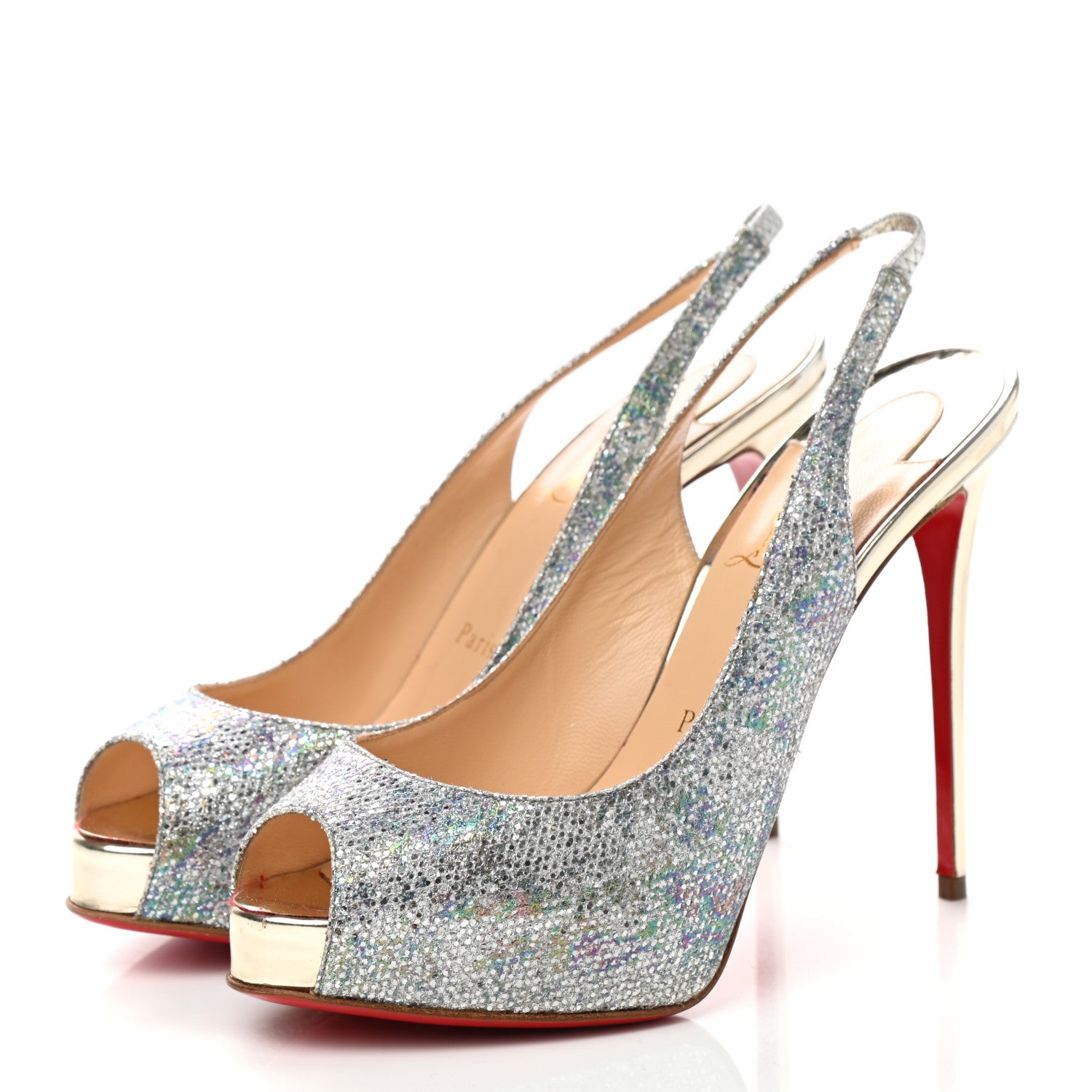 Christian Louboutin Glitter Private Number 120 Pumps 37.5 Light Gold 3 of 8