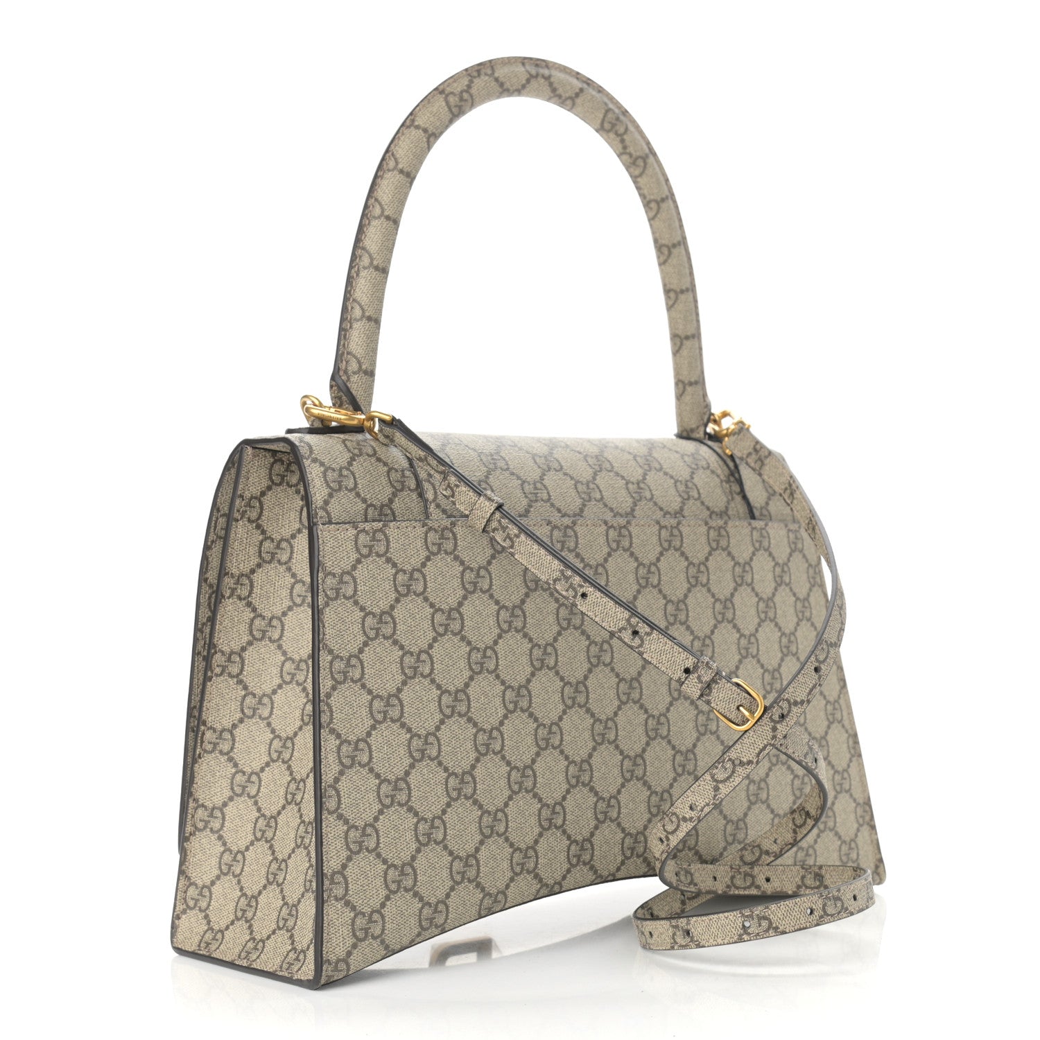 Balenciaga X GUCCI GG Supreme Monogram Medium Hourglass Top Handle Bag Beige Ebony 3 of 9