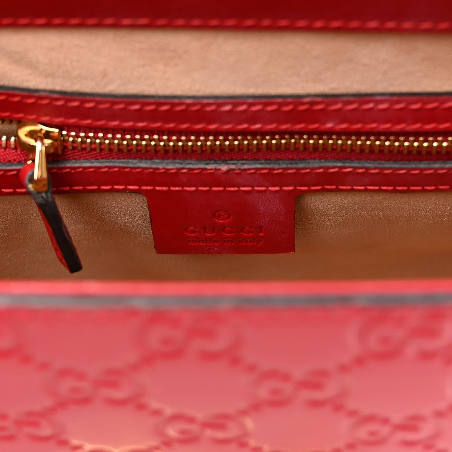Gucci Guccissima Signature Small Padlock Top Handle Bag Hibiscus Red 6 of 10