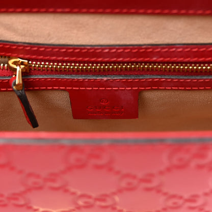 Gucci Guccissima Signature Small Padlock Top Handle Bag Hibiscus Red 6 of 10