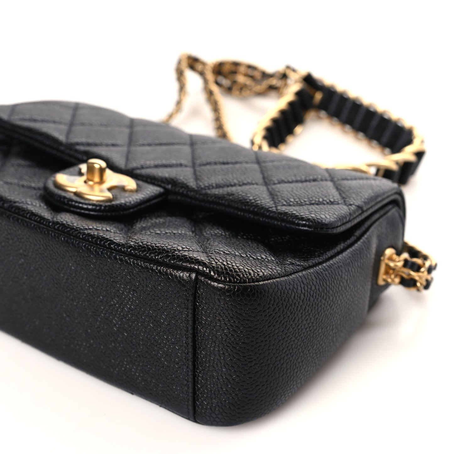 Caviar Quilted Chain Soul Flap Black