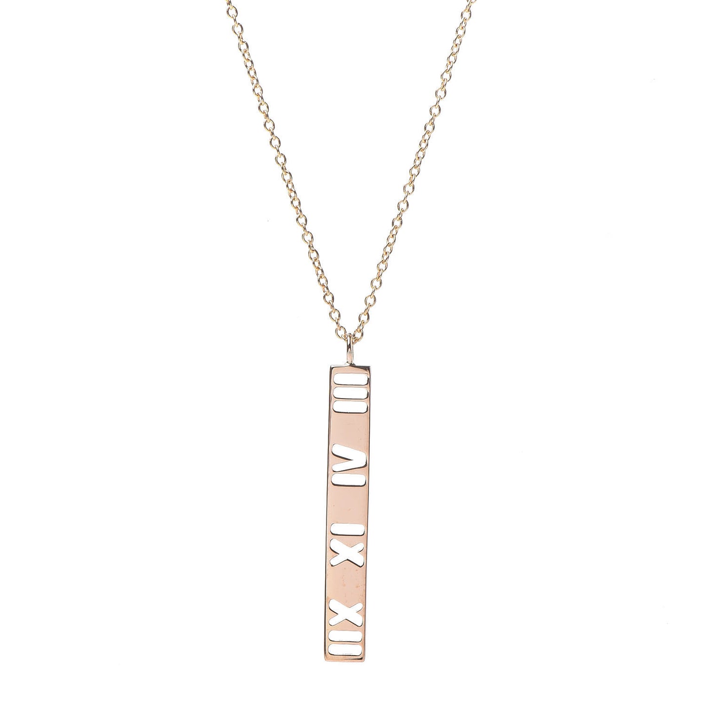18K Rose Gold Diamond Atlas Bar Pendant Necklace