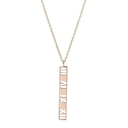 Tiffany 18K Rose Gold Diamond Atlas Bar Pendant Necklace 4 of 6