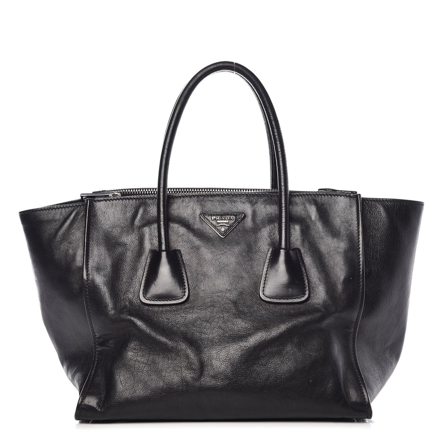 Glace Calf Twin Pocket Tote Black