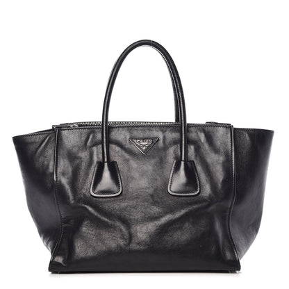 Prada Glace Calf Twin Pocket Tote Black 1 of 9