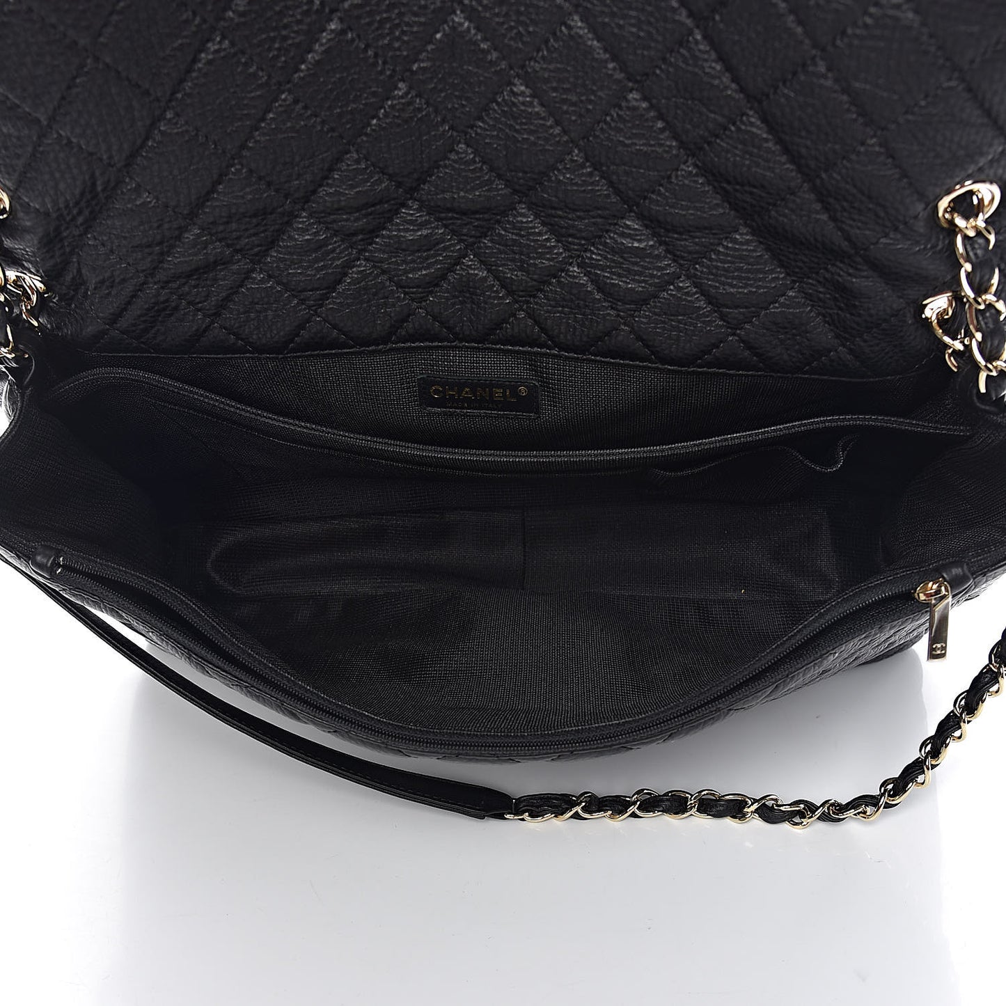 Calfskin Quilted XXL Travel Flap Bag Black
