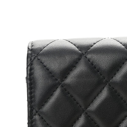 Chanel Lambskin Pearl Crush Quilted Flap Phone Holder With Chain Black 13 of 14