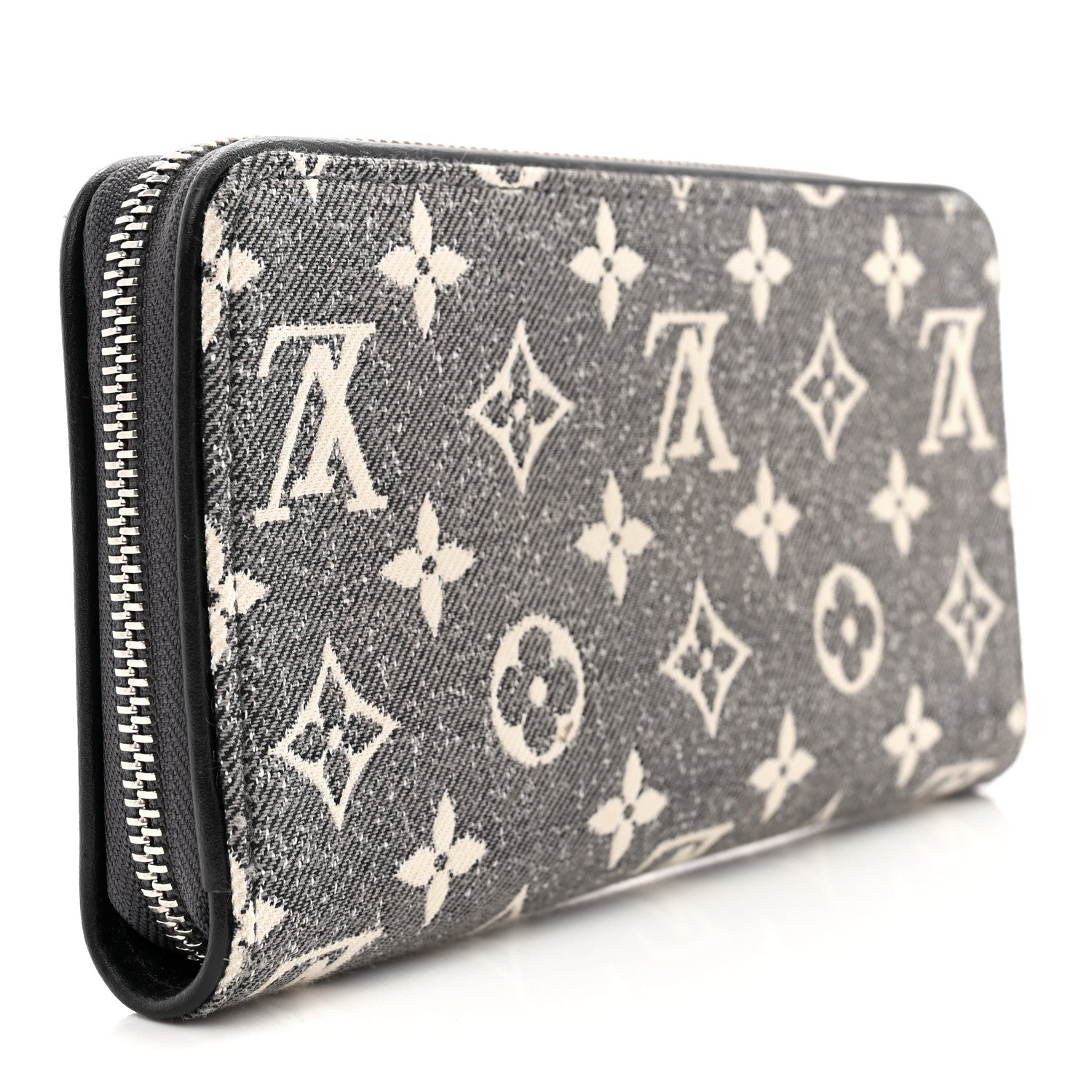Louis Vuitton LOUIS VUITTON Denim Monogram Jacquard Zippy Wallet Grey 3 of 8