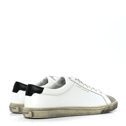 Saint Laurent Calfskin Velour Andy Low Top Sneakers 42 Black White 4 of 11