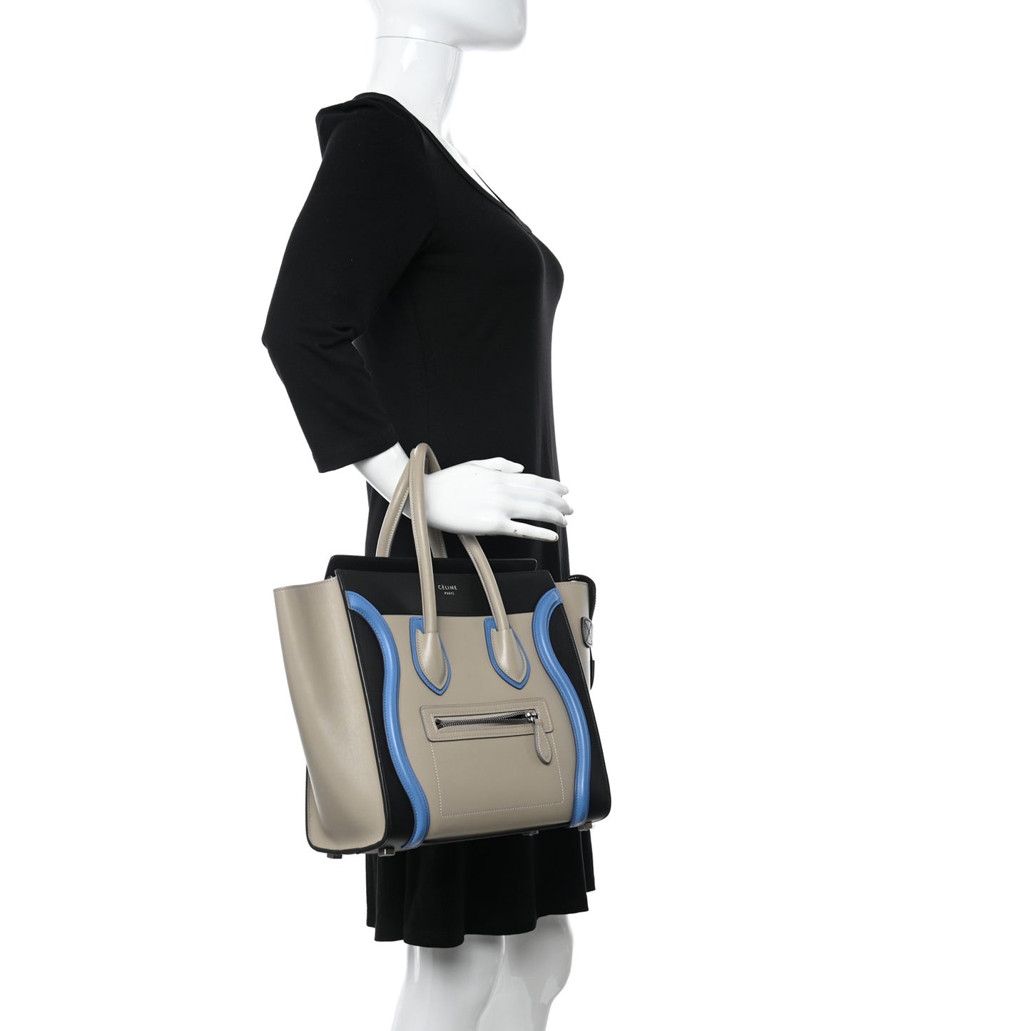 Shiny Smooth Calfskin Micro Tri-Color Luggage Quartz