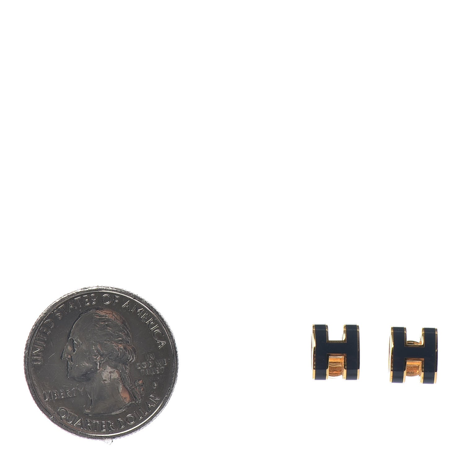 Hermes Gold Lacquered Pop H Earrings Bleu Fonce 2 of 4