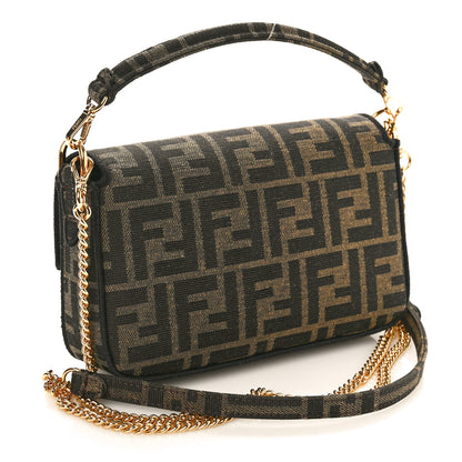 Fendi Fabric Jacquard FF 1974 Mini Baguette Tobacco Moro Black 3 of 10