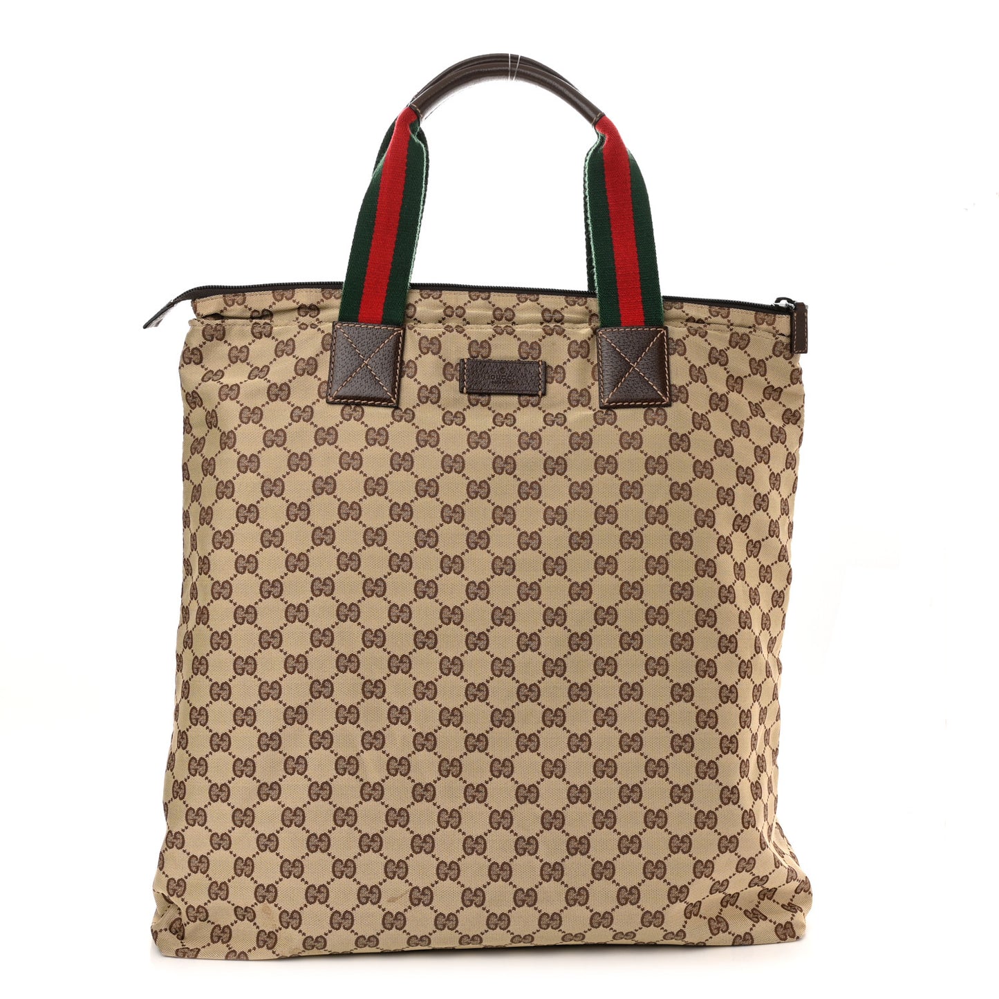 GG Monogram Large Web Handle Vertical Tote Dark Brown