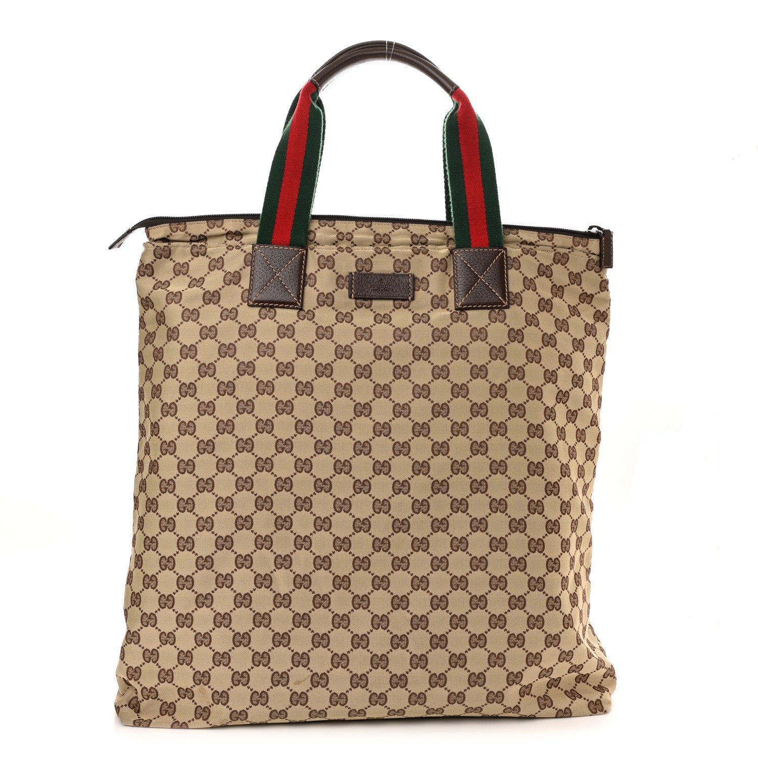 Gucci GG Monogram Large Web Handle Vertical Tote Dark Brown 1 of 10