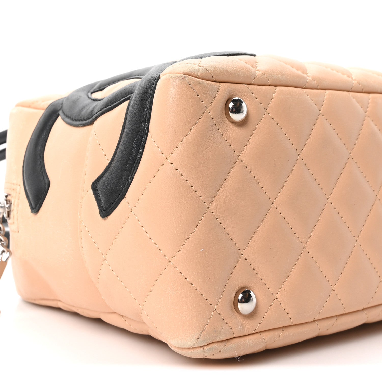 Chanel Calfskin Quilted Large Cambon Bowler Beige Black 9 of 10