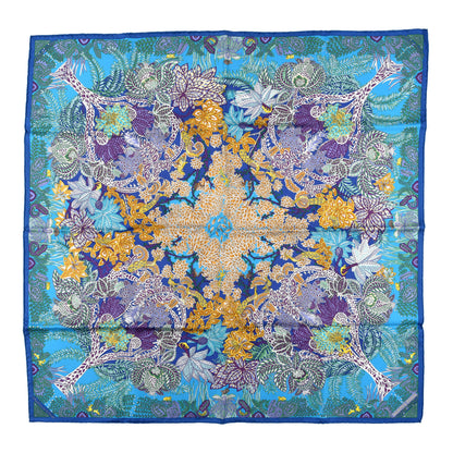 Hermes Silk Maitres de la Foret Scarf 90 Turquoise Ocre Violet 1 of 5