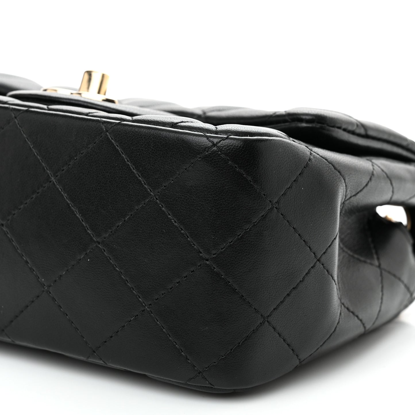 Lambskin Quilted Mini Square Flap Black