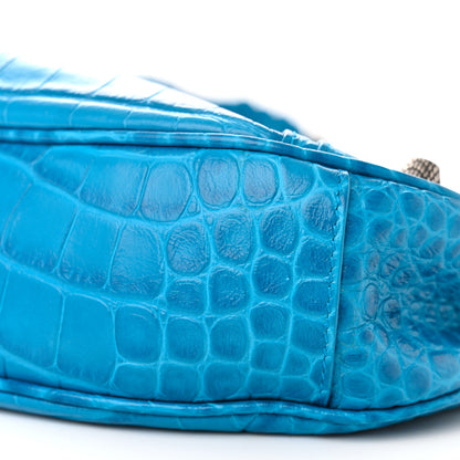 Balenciaga Extra Supple Calfskin Crocodile Embossed Le Cagole Shoulder Bag XS Turquoise 10 of 10