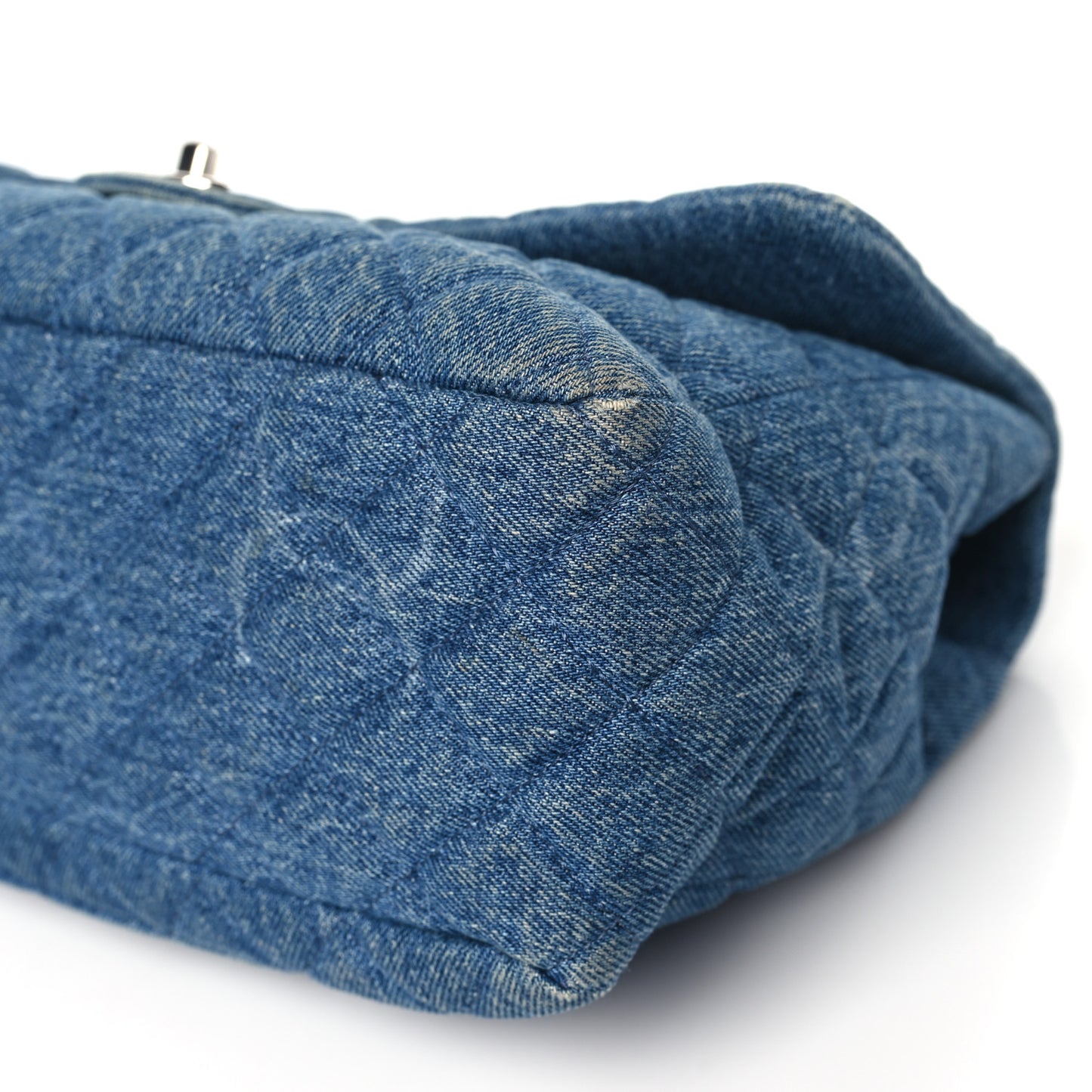 Denim Quilted CC Print Jumbo Single Flap Blue