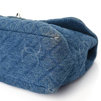 Chanel Denim Quilted CC Print Jumbo Single Flap Blue 10 of 11