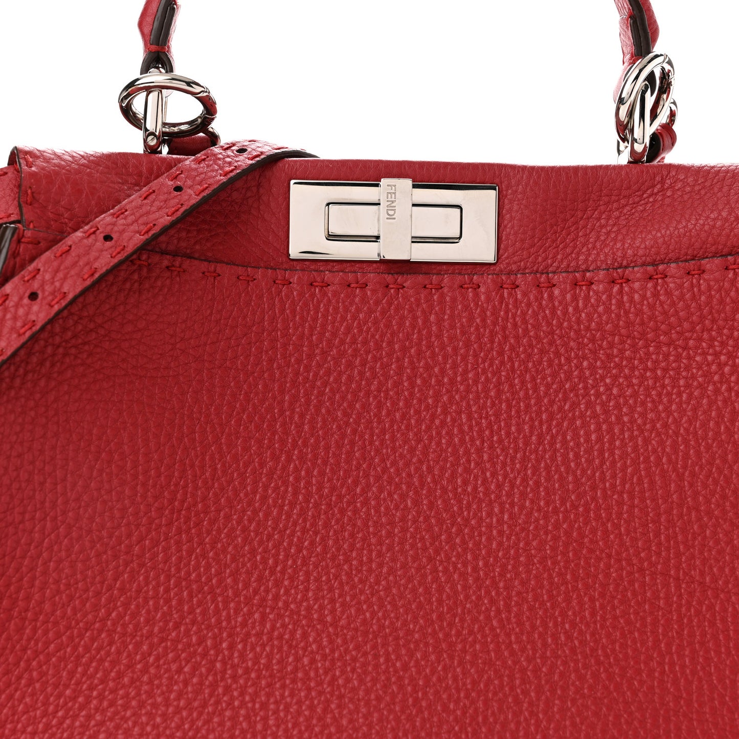 Cuoio Romano Selleria Bi-Color Medium Peekaboo Iconic Satchel Rosso Latte