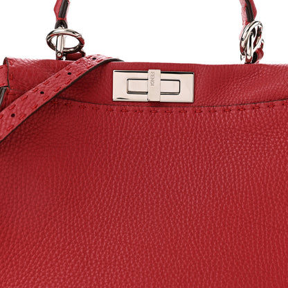 Fendi Cuoio Romano Selleria Bi-Color Medium Peekaboo Iconic Satchel Rosso Latte 7 of 9