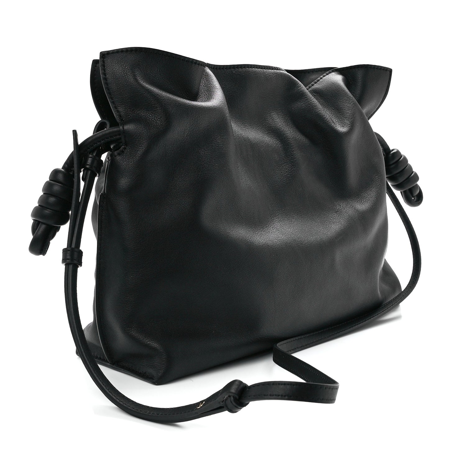 Calfskin Small Flamenco Knot Bag Black