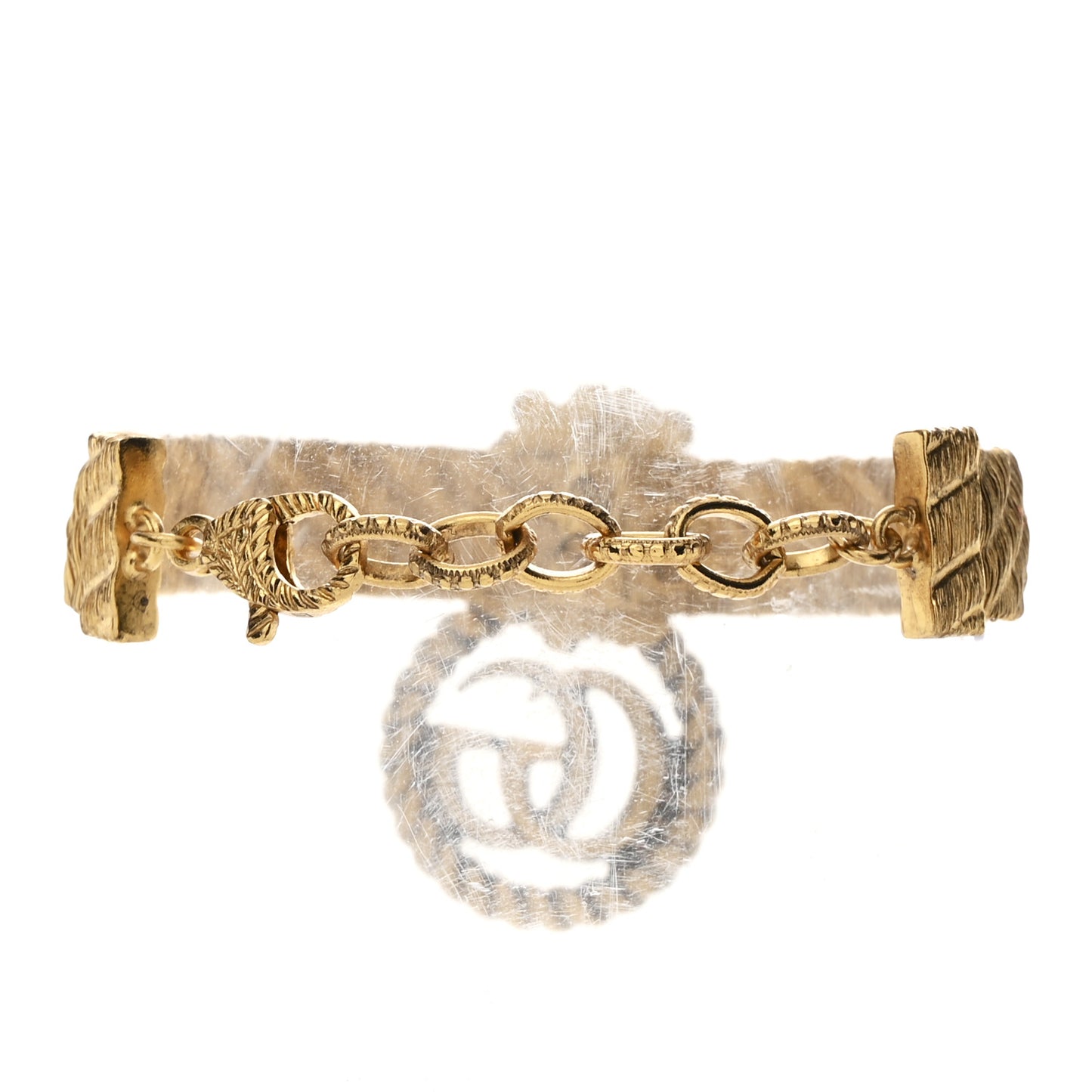 Metal GG Lion Head Bracelet Aged Gold