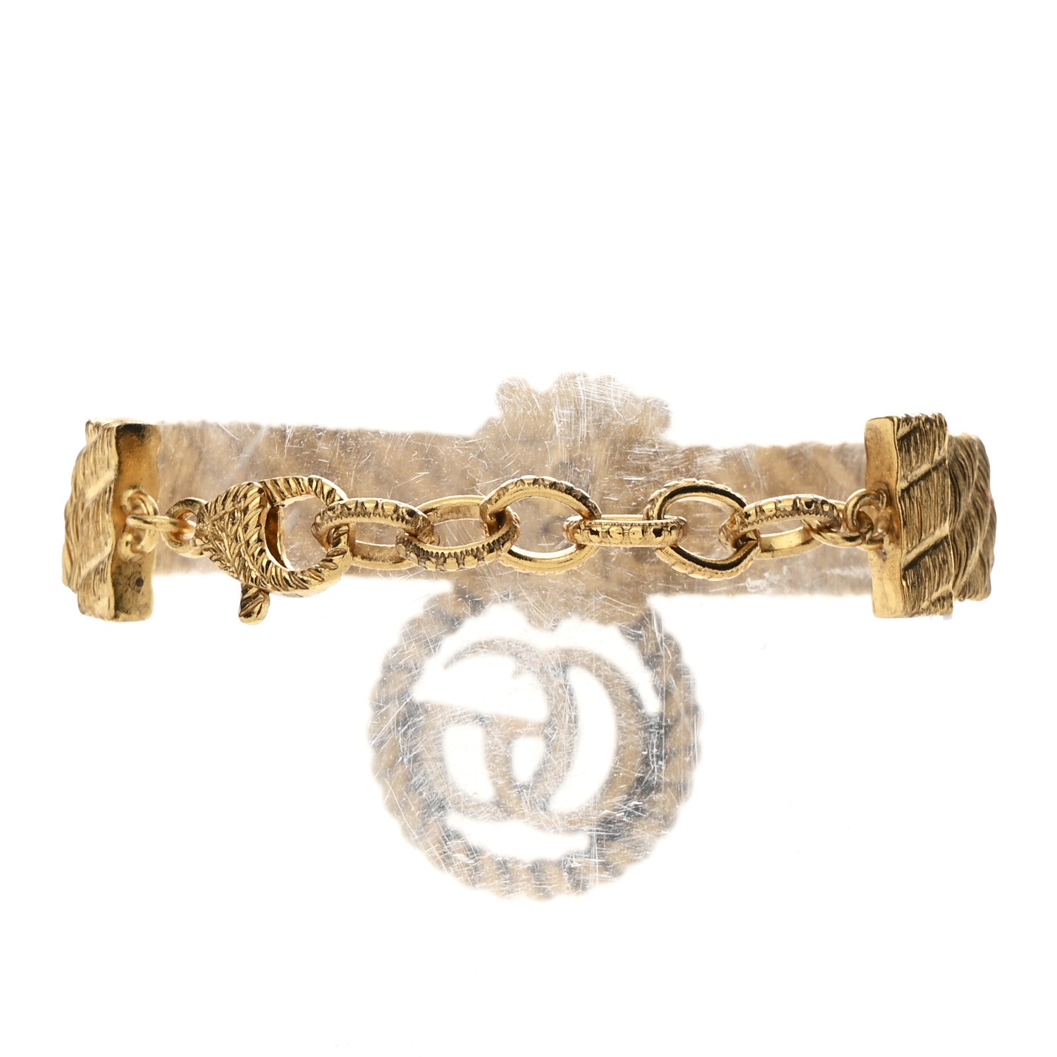 Gucci Metal GG Lion Head Bracelet Aged Gold 3 of 4