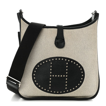 Hermes Toile Taurillon Clemence Evelyne III GM Ecru Black 1 of 11