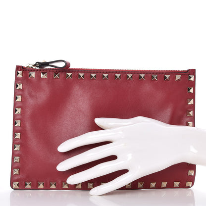 Valentino Garavani Vitello Medium Rockstud Zip Pouch Scarlet 2 of 7