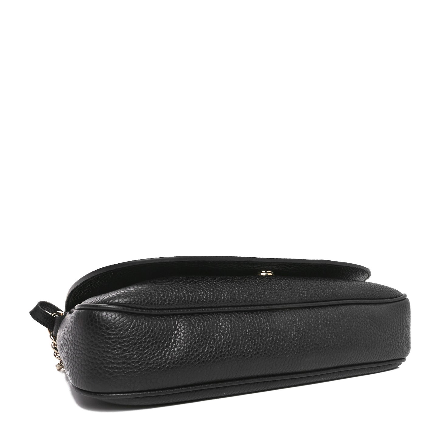 Pebbled Calfskin Medium Soho Flap Crossbody Black