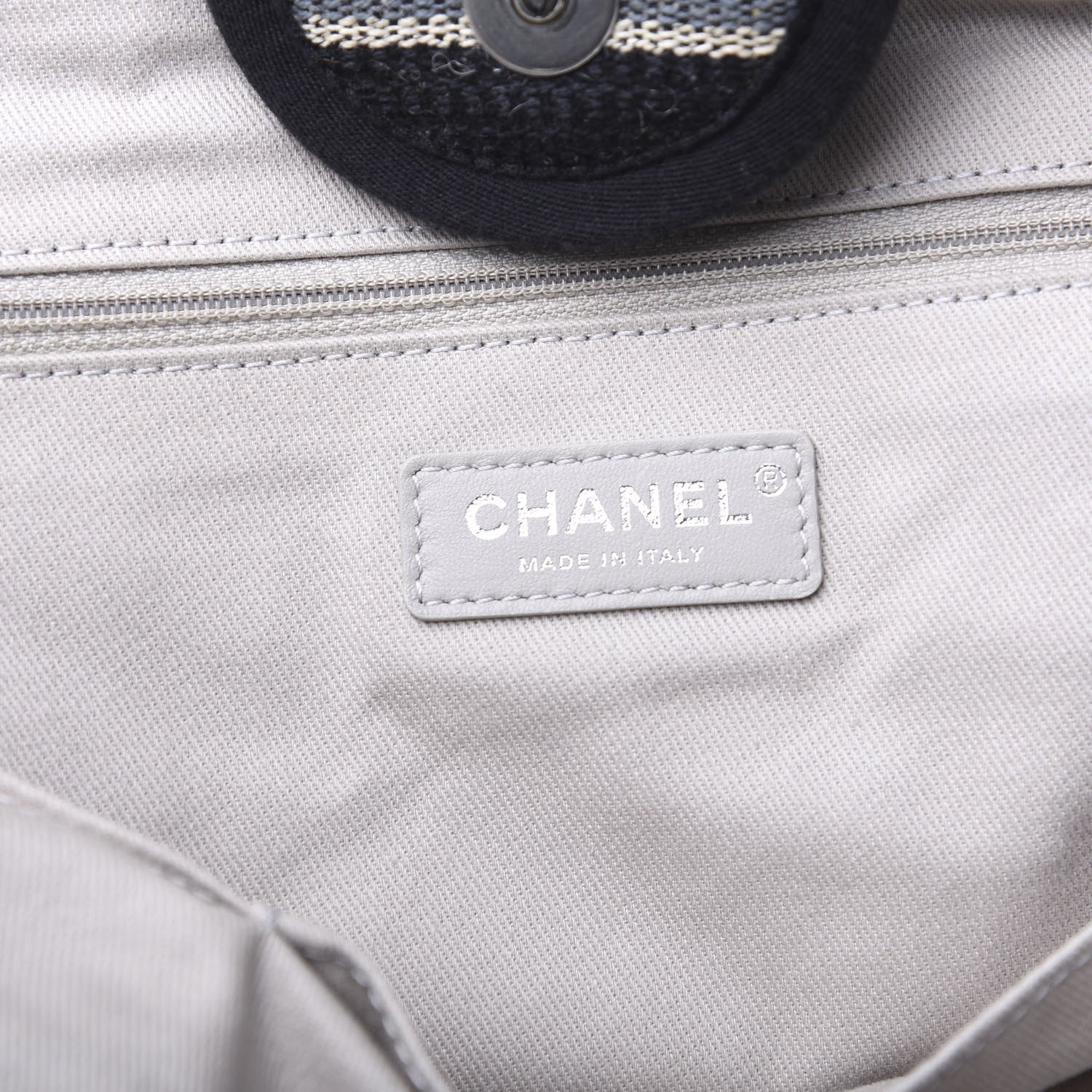 Chanel Striped Canvas Medium Deauville Tote Black 7 of 11