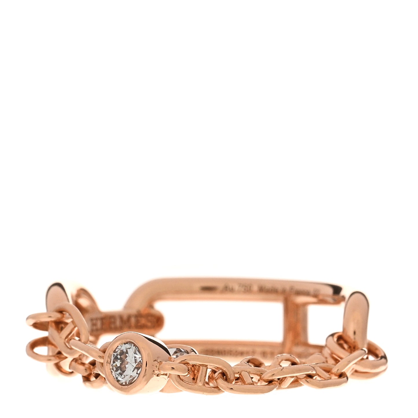 18K Rose Gold Diamond PM Chaine d'Ancre Chaos Ring 52 6