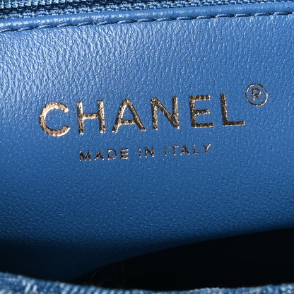 Chanel Denim Quilted Medium Camellia Sweetheart Flap Blue 6 of 10