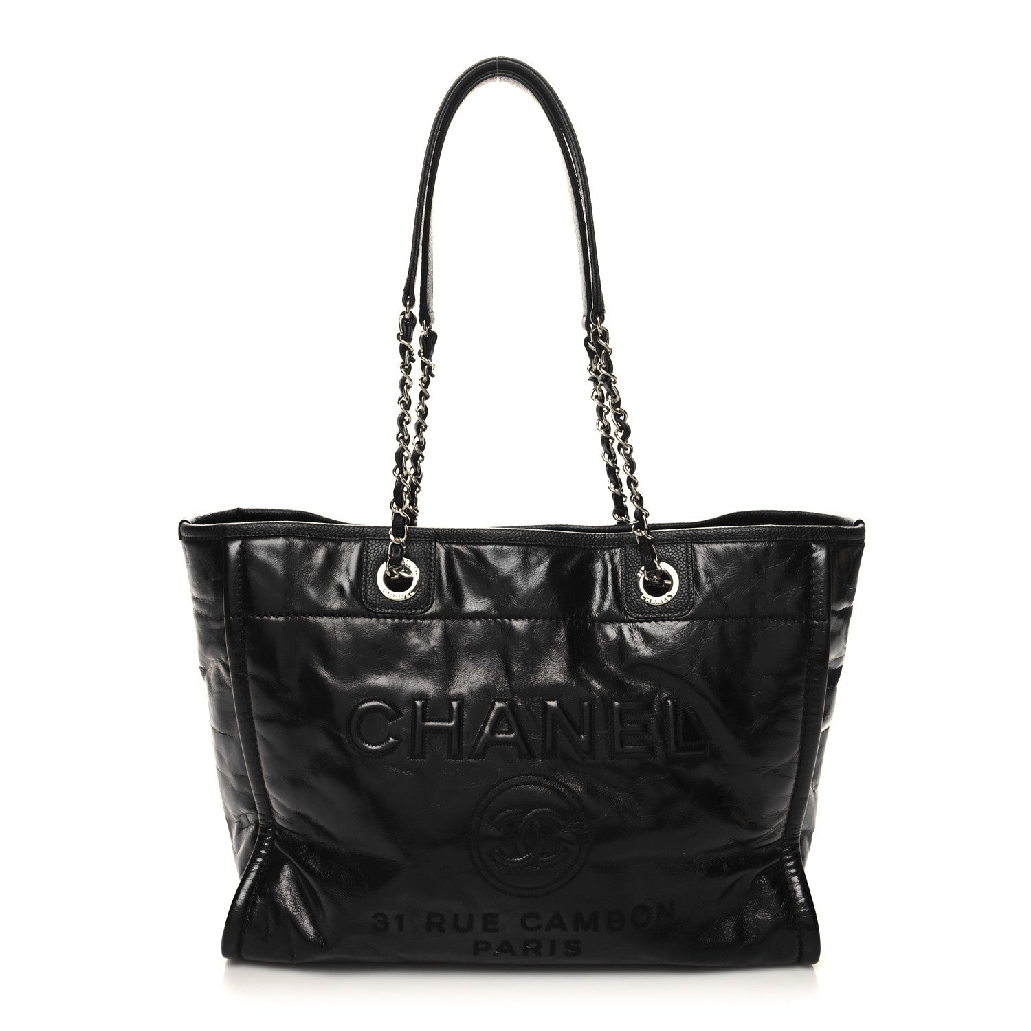 Chanel Glazed Calfskin Small Deauville Tote Black 1 of 10