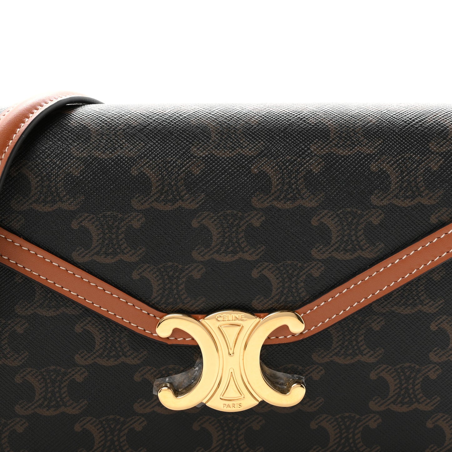 Triomphe Canvas Calfskin Margo Wallet on Chain Tan