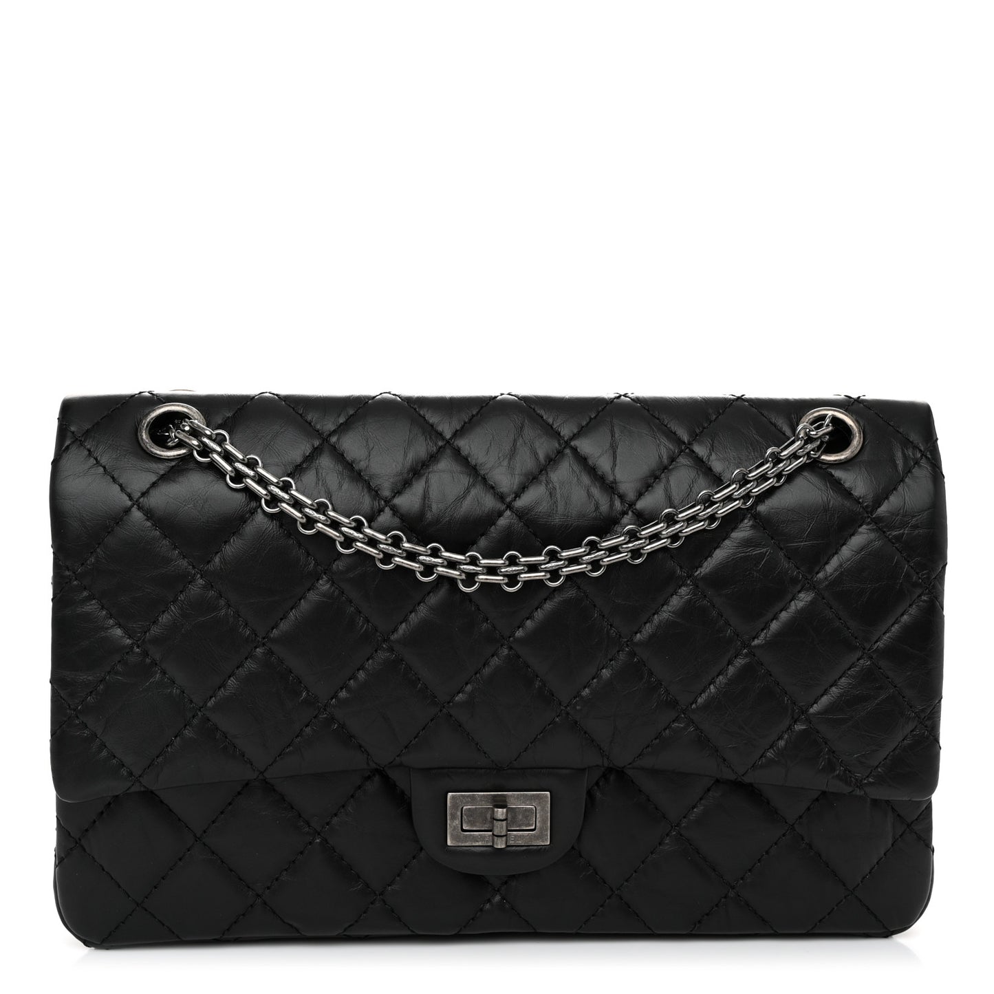 Aged Calfskin Quilted 2.55 Reissue 226 Flap Black