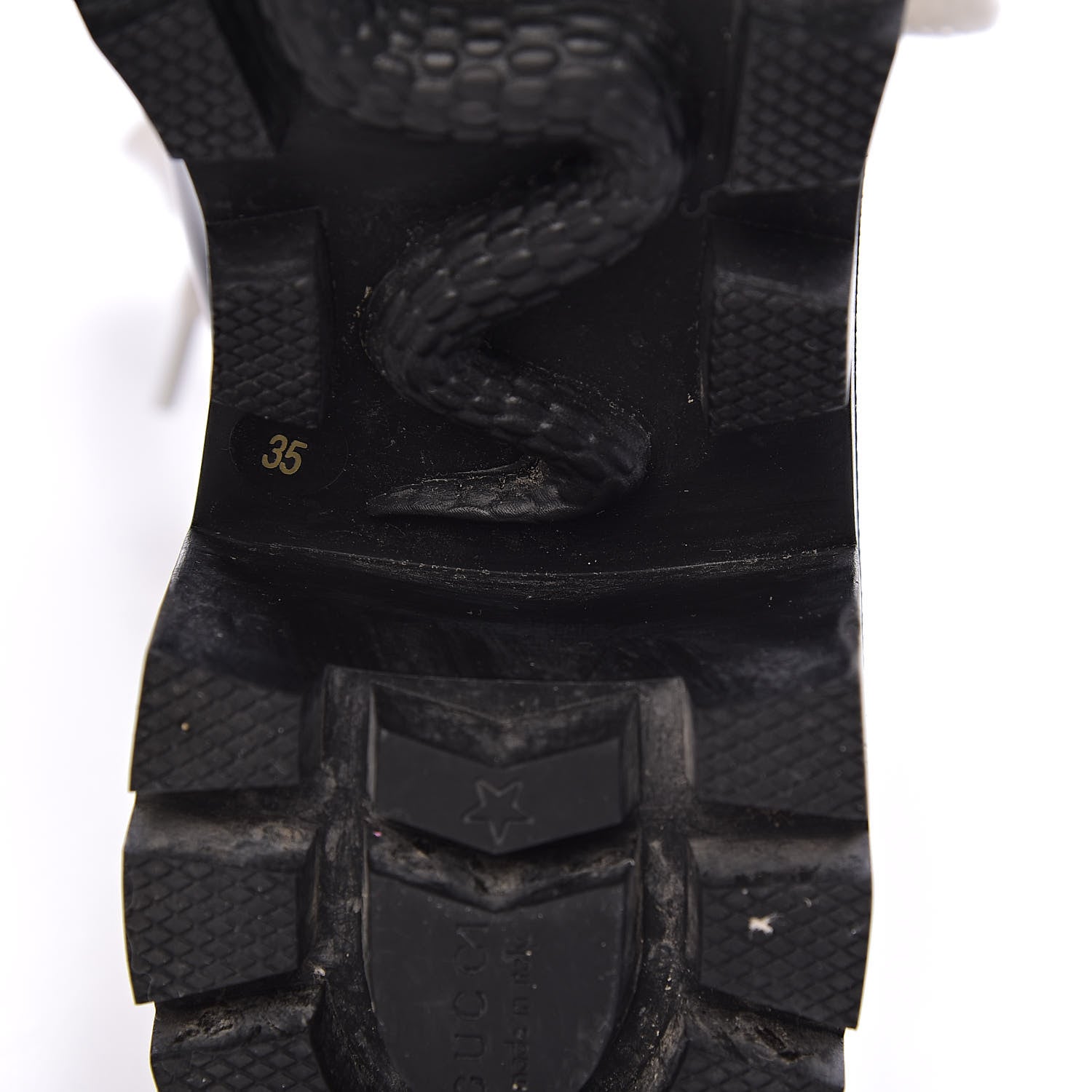 Gucci Calfskin Sylvie Web Lace Up Combat Boots 35 Black 10 of 11