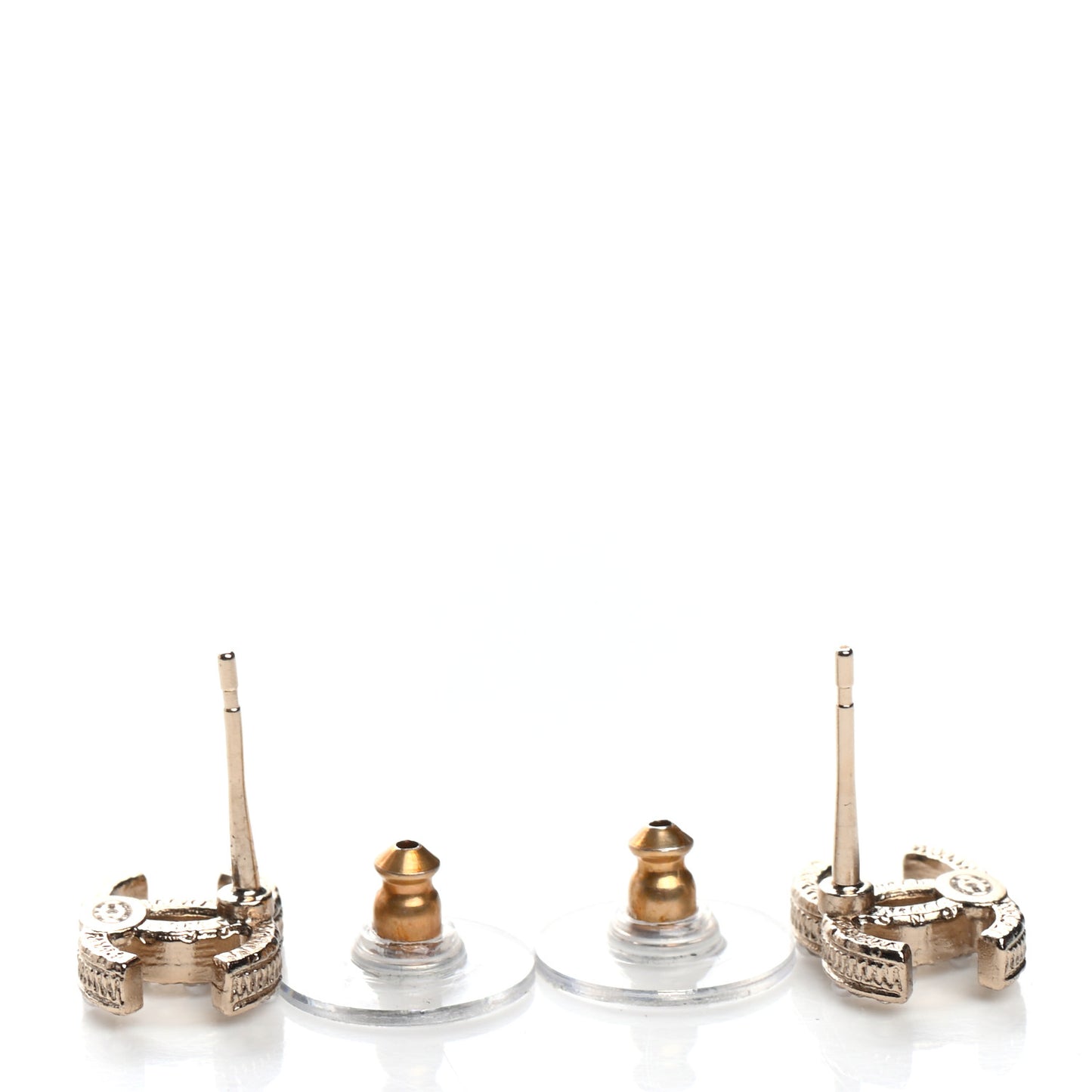 Pearl Crystal CC Charms Stud Earrings Light Gold