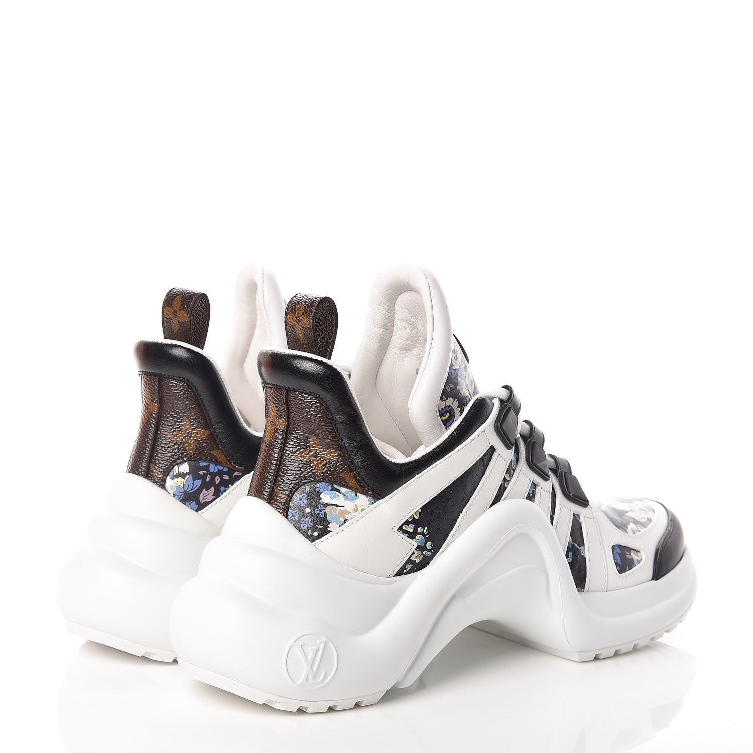 Louis Vuitton Flower Printed Calfskin Monogram LV Archlight Sneakers 36.5 Black Blue 4 of 8