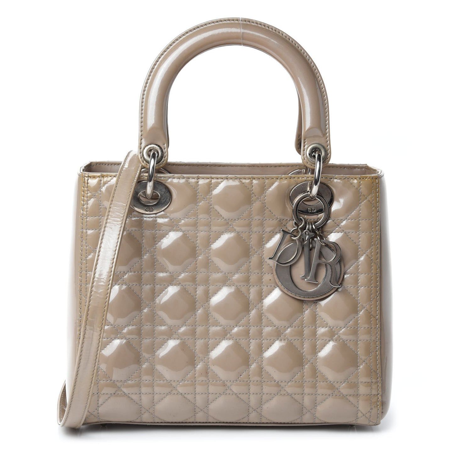Patent Cannage Medium Lady Dior Grey