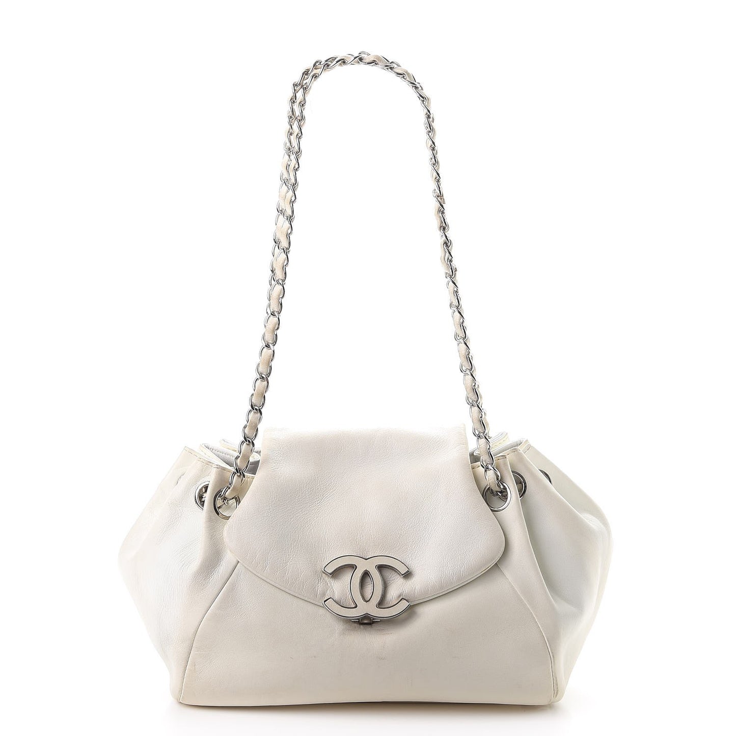 Lambskin Sensual Accordion Flap White