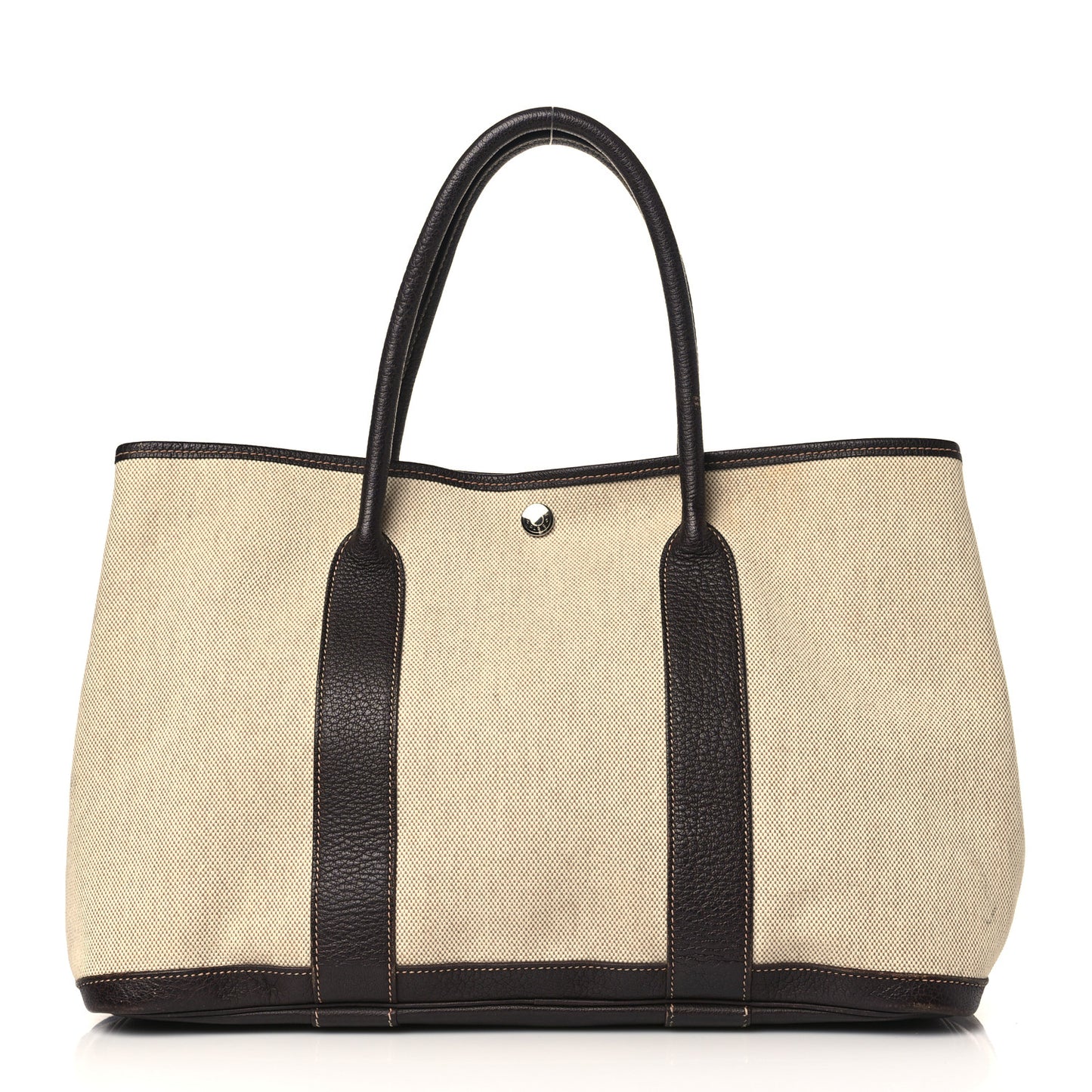 Toile Buffle Gala Garden Party Tote 36 MM Marron Fonce