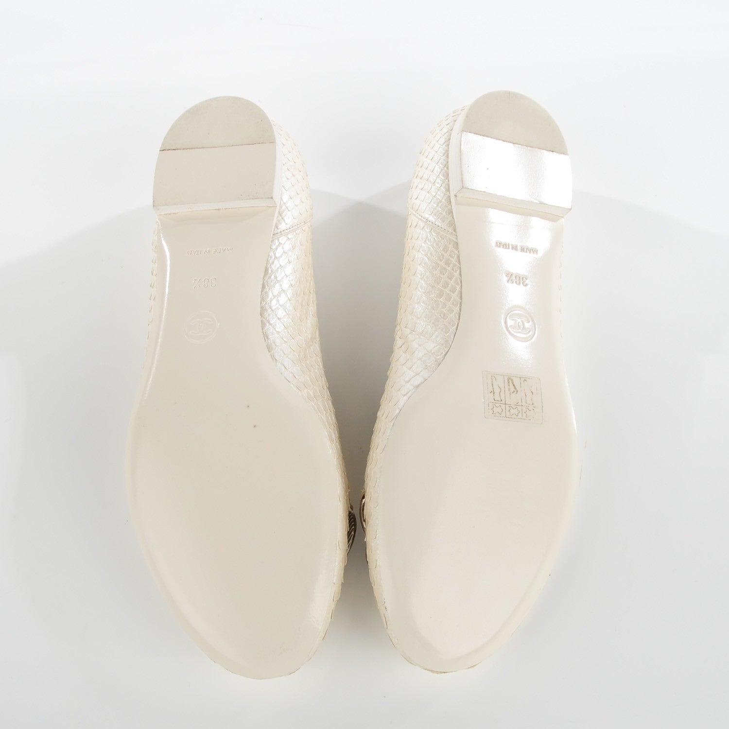 Chanel Python CC Ballerina Flats 38.5 Ivory 5 of 9