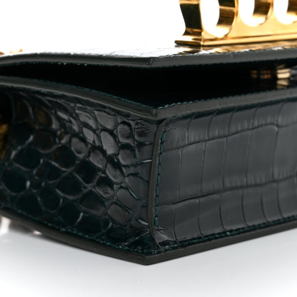 Alexander McQueen Calfskin Crocodile Embossed Knuckle Shoulder Bag Emerald 9 of 10
